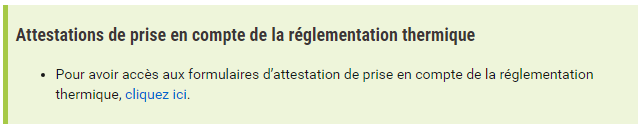 attestation de prise en compte de la réglementation thermique